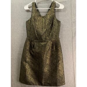 Attention Dress Women Size 2 Black and Gold Metallic Mini Dress Sleeveless